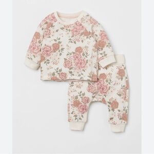 H&M Organic Pink Floral Kids Matching Set size 6-9m